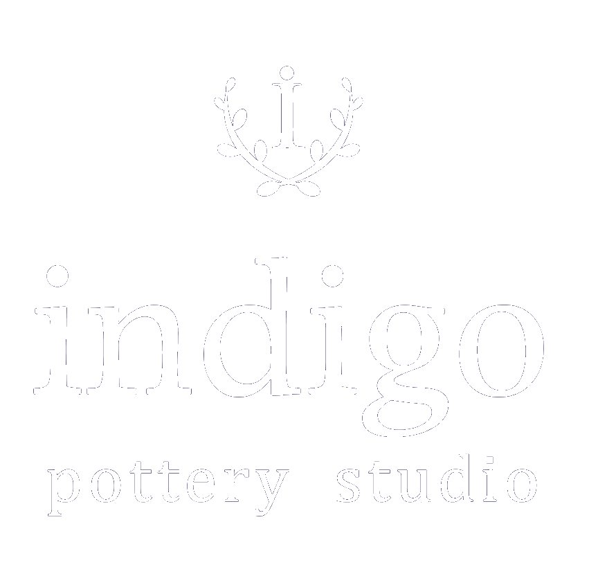 Indigo Pottery Studio's logo - white